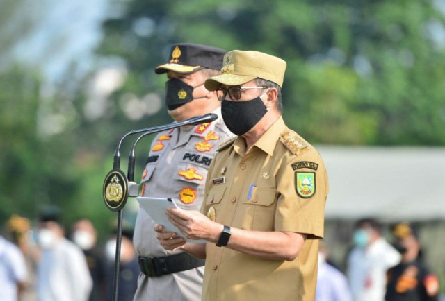 Pimpin Apel Gelar Pasukan Operasi Ketupat Lancang Kuning , Gubri: Ini Upaya Pemerintah Tekan Penularan Covid-19