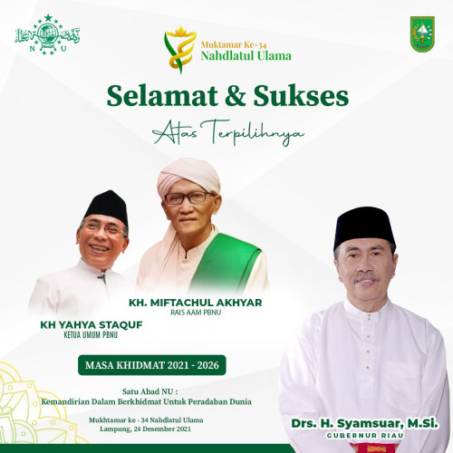 KH Yahya C Staquf Jadi Ketum PBNU, Gubri Syamsuar Beri Ucapan Selamat
