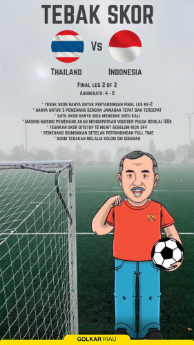 Tebak Skor Final Piala AFF Leg Kedua Golkar Riau Berhadiah Voucher Pulsa