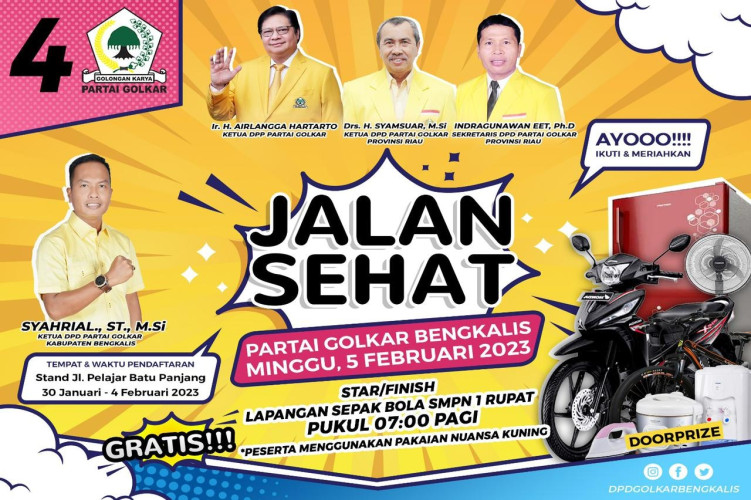 Berhadiah Sepeda Motor, Golkar Bengkalis Adakan Jalan Sehat di Kecamatan Rupat